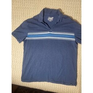 Southern Tide Mens Sun Saver Collection Navy Blue Striped Cotton Polo Shirt L